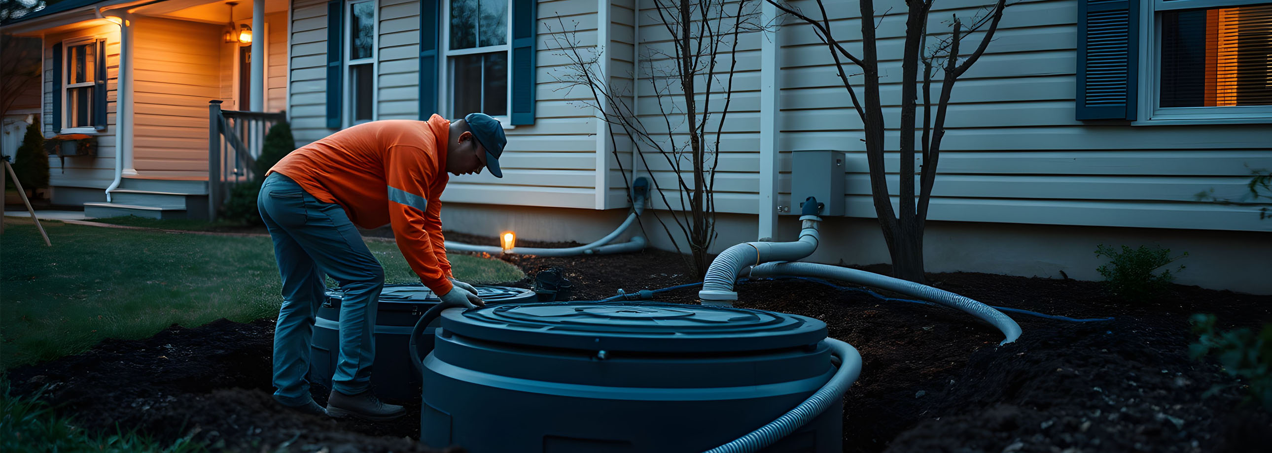 Установка септика с автономной канализацией